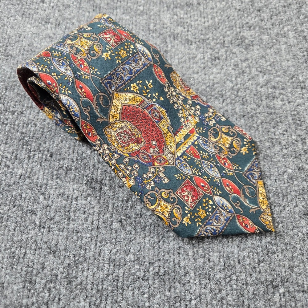 Metropolitan Museum of Art Silk Tie Mens Teal Burgundy Ornate Tapestry Pattern